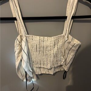 Forever 21 Cream Textured crop Top